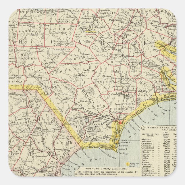 North Carolina and South Carolina 2 Square Sticker (Front)