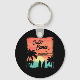 North Carolina Beach Surfing Sunrise Nc Obx Keychain