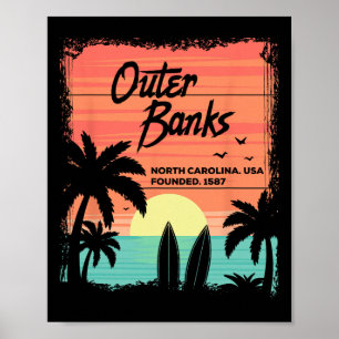 North Carolina Beach Surfing Sunrise Nc Obx Poster