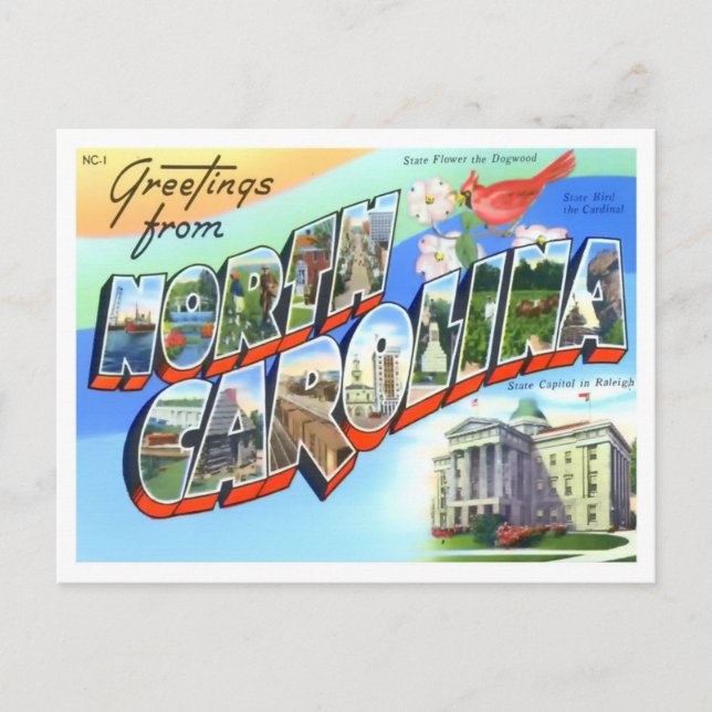 North Carolina Big Letters Postcard (Front)