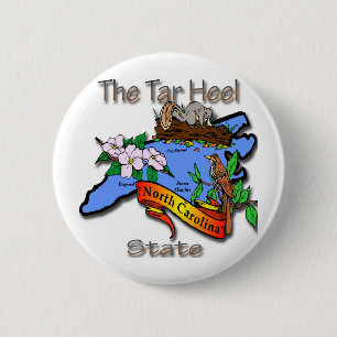North Carolina Blue The Tar Heel State BirdFlower 2 Inch Round Button
