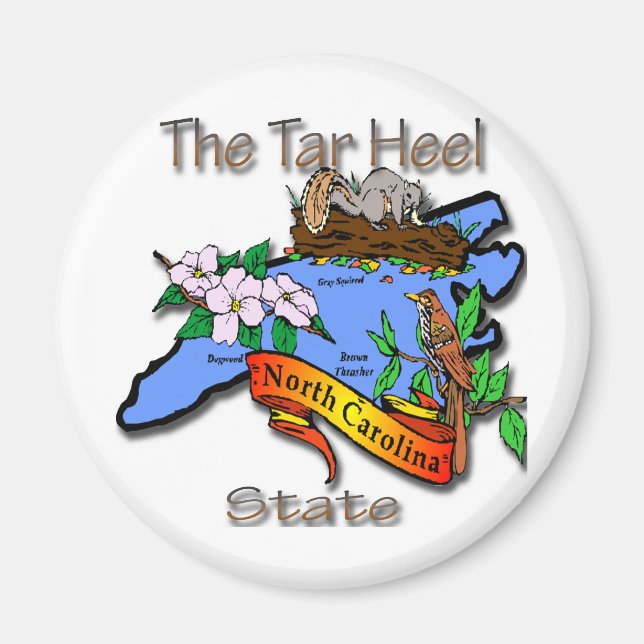 North Carolina Blue The Tar Heel State BirdFlower Magnet (Front)