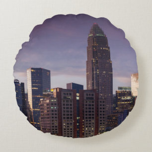 North Carolina, Charlotte, elevated view Round Pillow