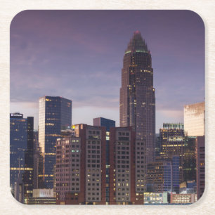 North Carolina, Charlotte, elevated view Square Paper Coaster