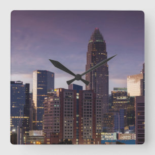North Carolina, Charlotte, elevated view Square Wall Clock