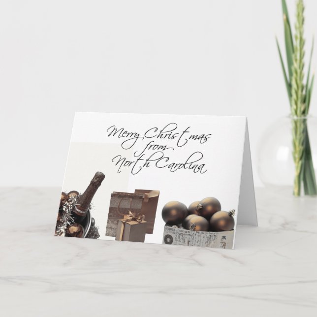 North Carolina Christmas Card with ornaments (Front)