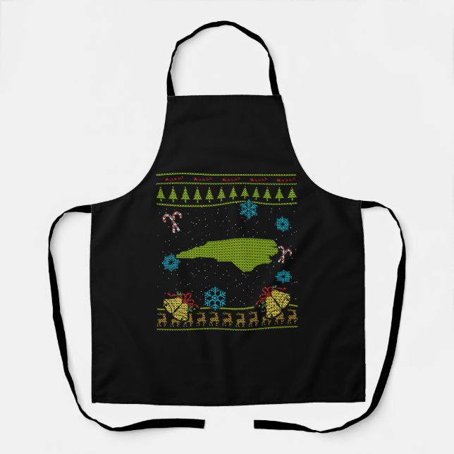 North Carolina Christmas Ugly Shirt Apron (Front)