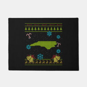 North Carolina Christmas Ugly Shirt Doormat