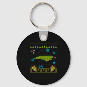 North Carolina Christmas Ugly Shirt Keychain