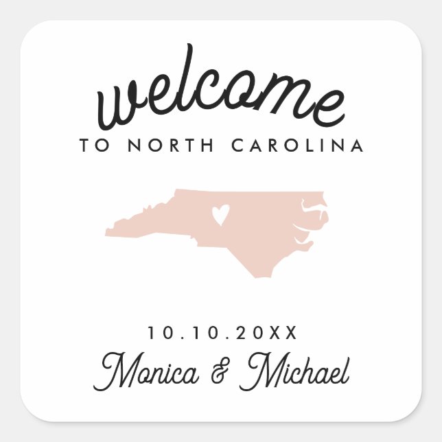 NORTH CAROLINA Destination Wedding ANY COLOR  Square Sticker (Front)