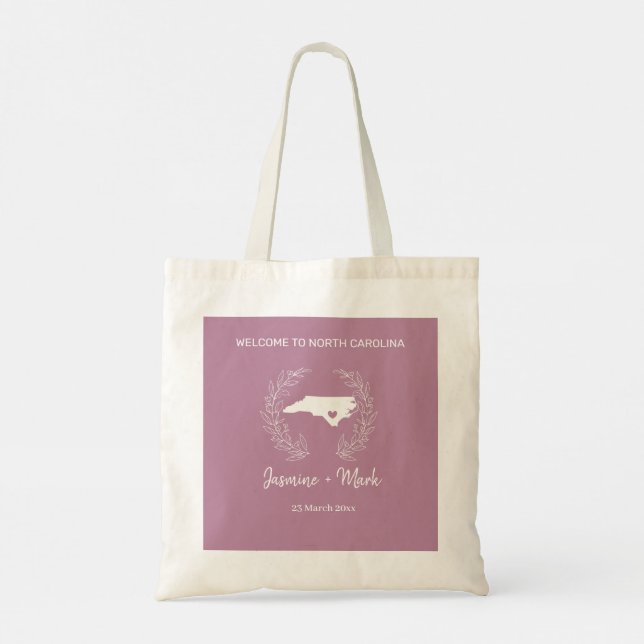 North Carolina Destination Wedding Welcome Guests Tote Bag (Back)