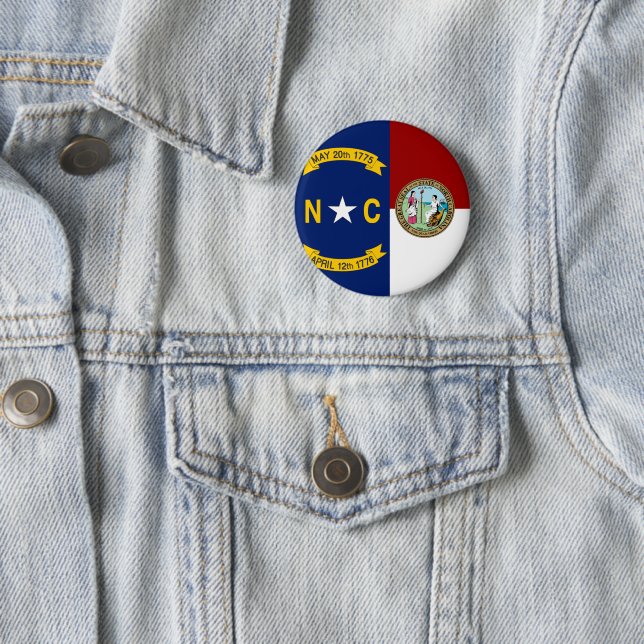 North Carolina flag 2 Inch Round Button (In Situ)