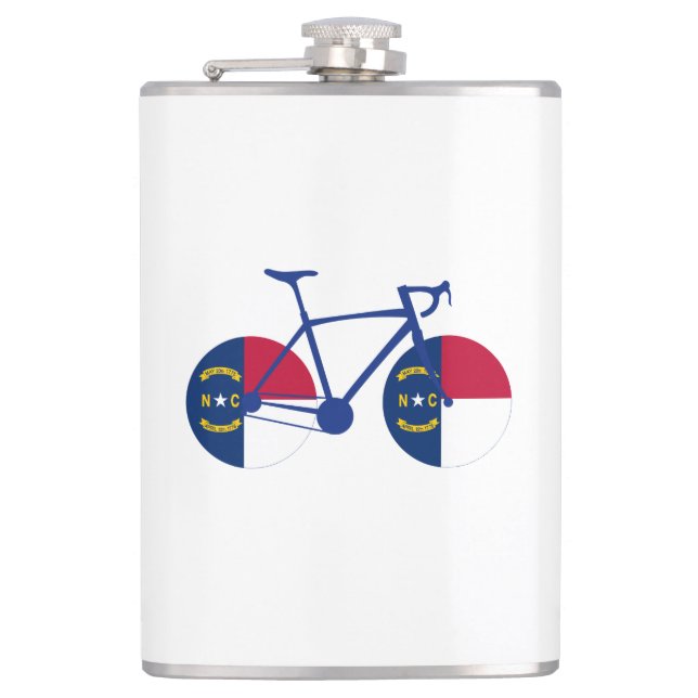 North Carolina Flag Cycling Hip Flask (Front)