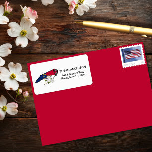 North Carolina Flag State Flower Flowering Dogwood Label