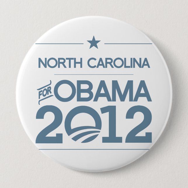 NORTH CAROLINA FOR OBAMA 2012.png 4 Inch Round Button (Front)
