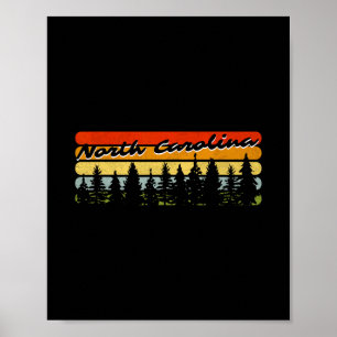 North Carolina Forest Sunset Trees Cabin Theme Sou Poster