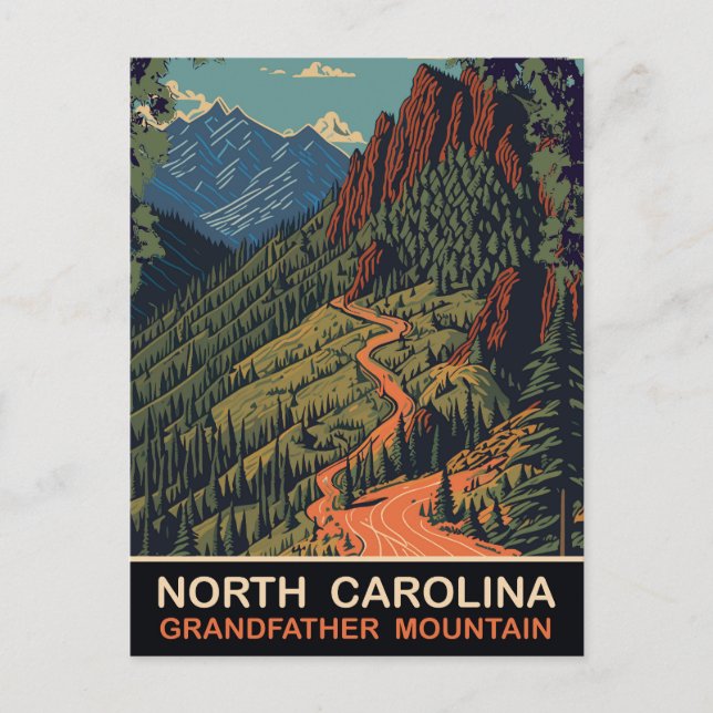 North Carolina, Grandfather mountain, Travel Postcard (Front)