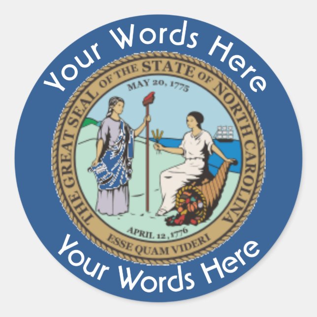 North Carolina Great Seal Custom Sticker (Front)