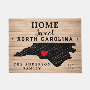 North Carolina Home State Map USA Minimal Welcome Doormat
