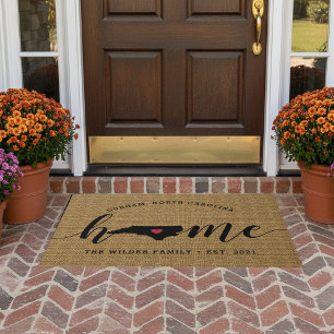 North Carolina Home State Personalized Doormat