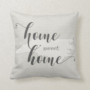 North Carolina - Home Sweet Home burlap-look Throw Pillow