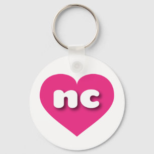 North Carolina hot pink heart - I love nc Keychain