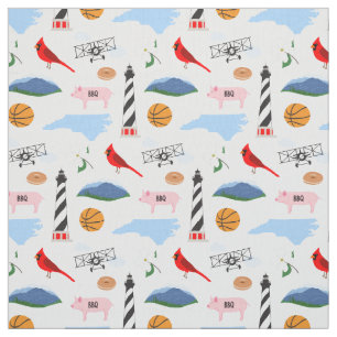 North Carolina Icons Fabric
