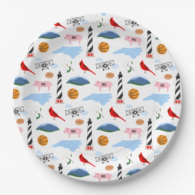 North Carolina Icons Paper Plates (Front)