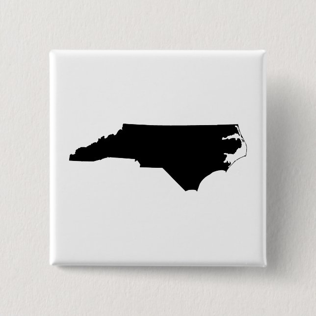 North Carolina in Black and White 2 Inch Square Button (Front)