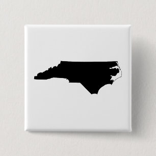 North Carolina in Black and White 2 Inch Square Button