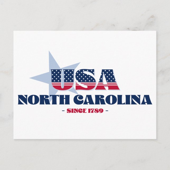 North Carolina in Red, White, and Blue Postcard (Front)