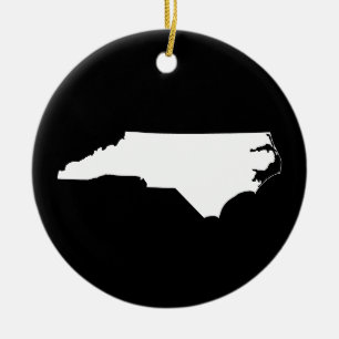 North Carolina in White and Black Ceramic Ornament