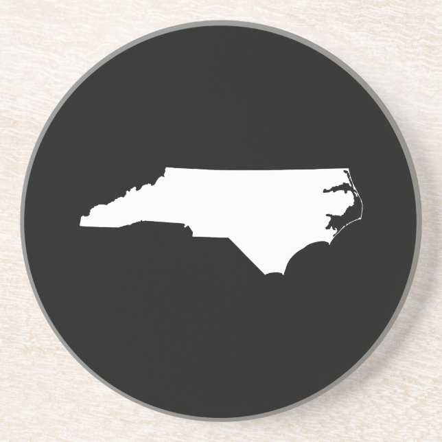 North Carolina in White and Black Coaster (Front)