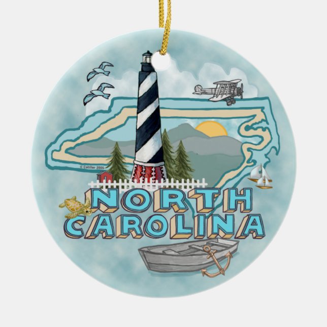 North Carolina Lighthouse Ceramic Ornament (Front)
