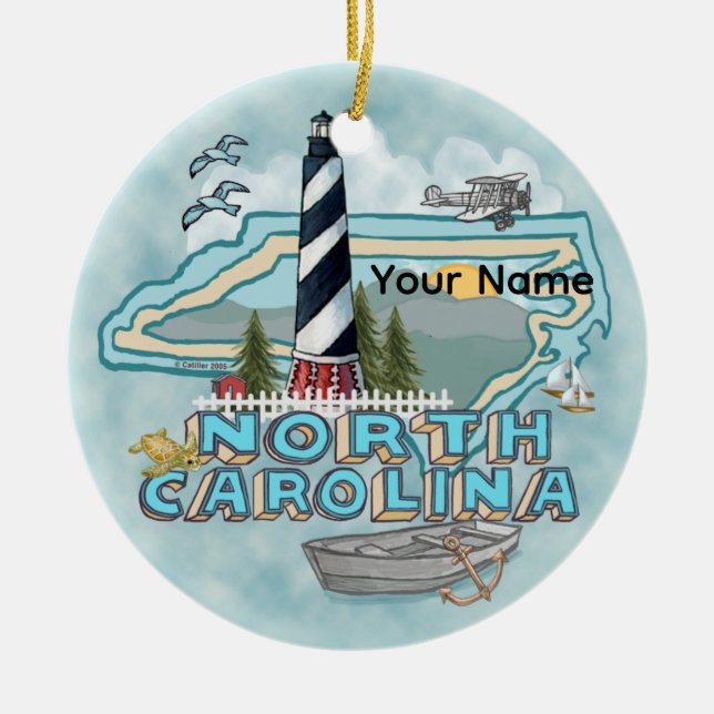 North Carolina Lighthouse Ceramic Ornament (Front)