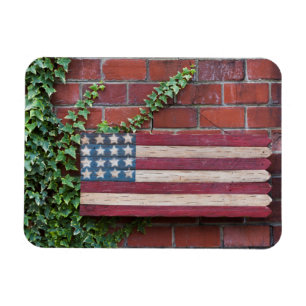 North Carolina, Linville, wooden US flag Magnet