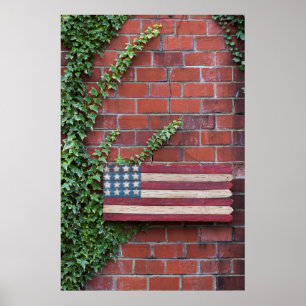 North Carolina, Linville, wooden US flag Poster