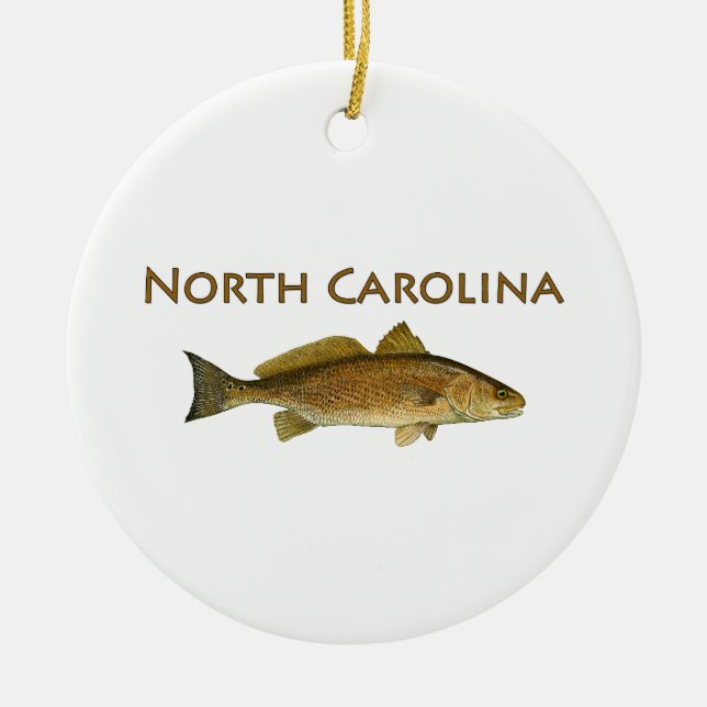 North Carolina Logo (red drum) Ceramic Ornament (Front)