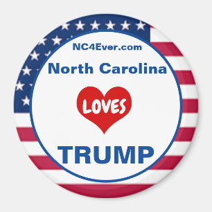 North Carolina LOVES TRUMP Patriotic Fridge Magnet