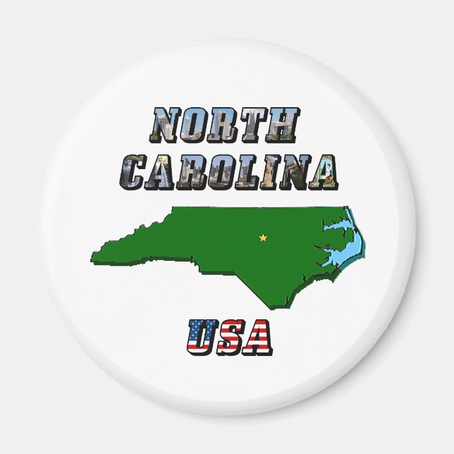 North Carolina Map and Text Magnet (Front)