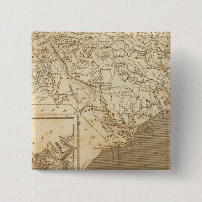 North Carolina Map by Arrowsmith 2 Inch Square Button (Front)