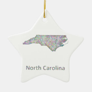 North Carolina map Ceramic Ornament