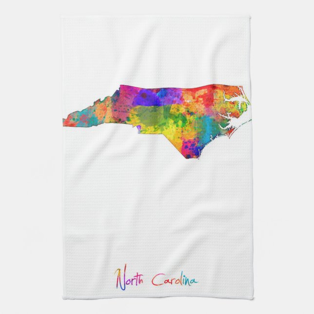 North Carolina Map Kitchen Towel (Vertical)