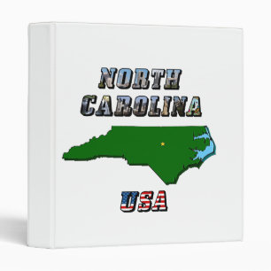 North Carolina Map Outline, Photo & US Flag Text Binder