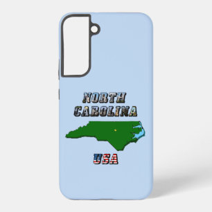 North Carolina Map Outline, Photo & US Flag Text  Samsung Galaxy Case