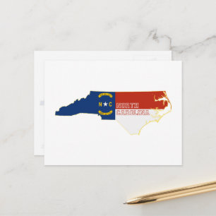 North Carolina Map Shaped State Flag Carolinian Postcard