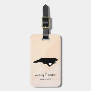 North Carolina Map Wedding Luggage Tag, Gift Luggage Tag