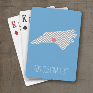North Carolina Map with Custom Heart and Name Playing Cards