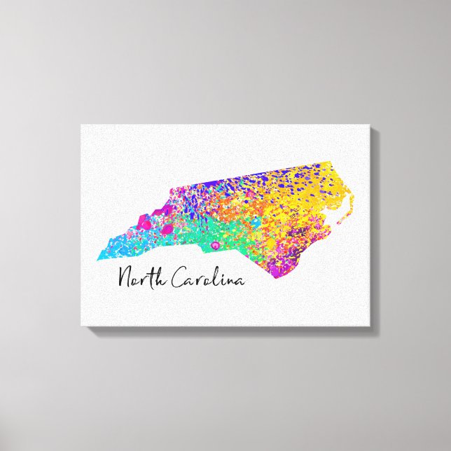 North Carolina Modern Map Canvas Print (Front)