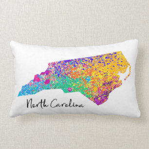 North Carolina Modern Map Lumbar Pillow